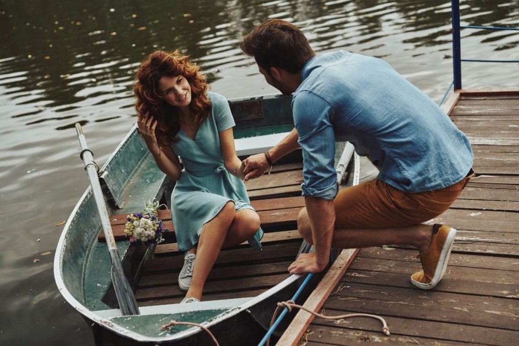 Romantic date on a boat