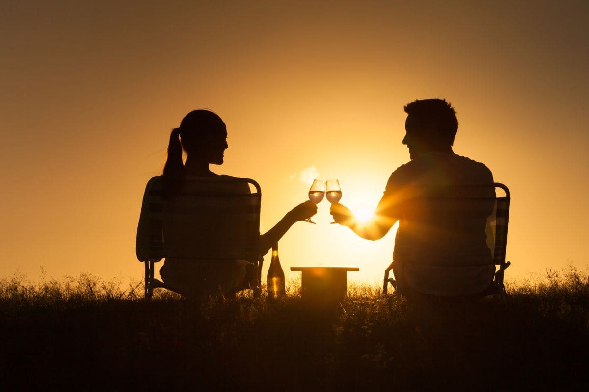 Date night. Couple in sunset