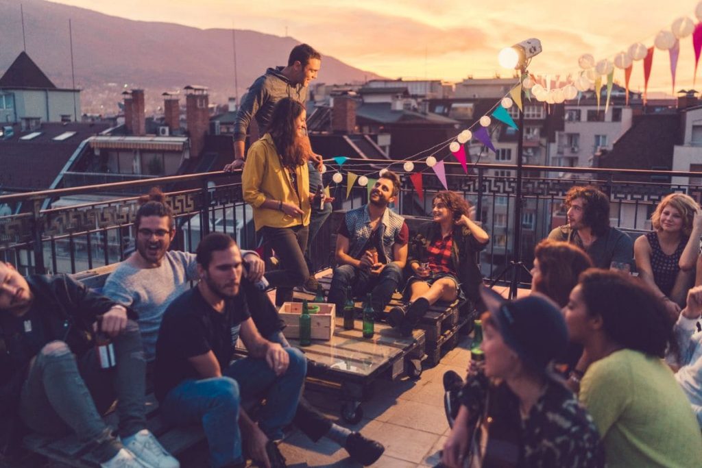 Social gathering on the rooftop