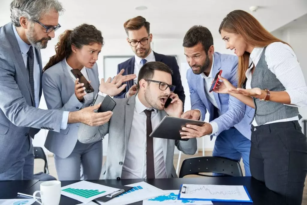Businessman stress overwhelmed work problem