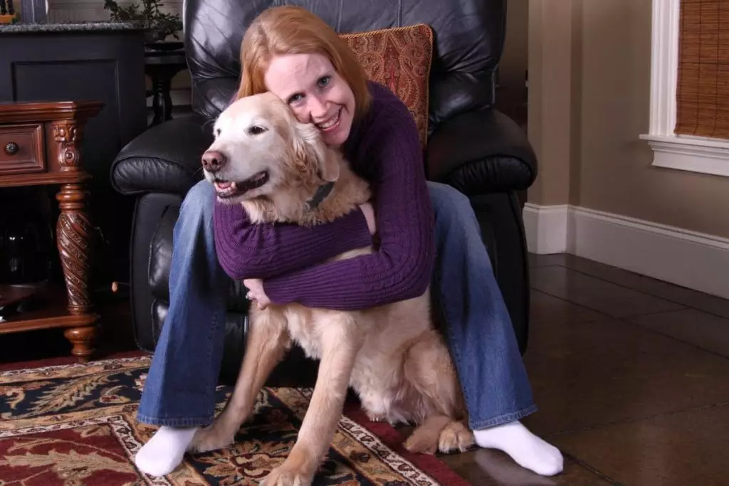 Dog and woman, the owner